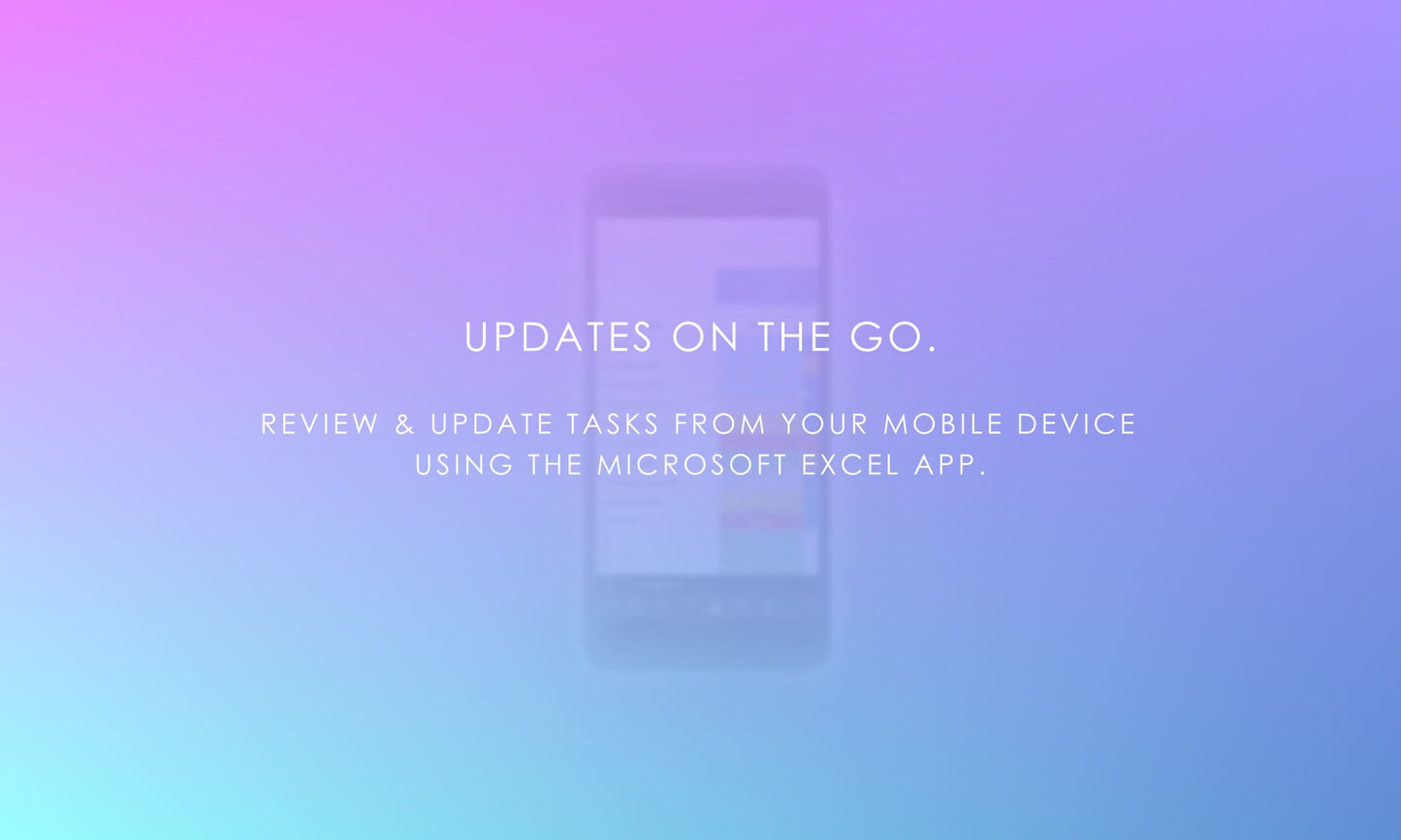 Monthly planner mobile access, blurred smartphone showing Microsoft Excel app, review and update monthly tasks on the go.