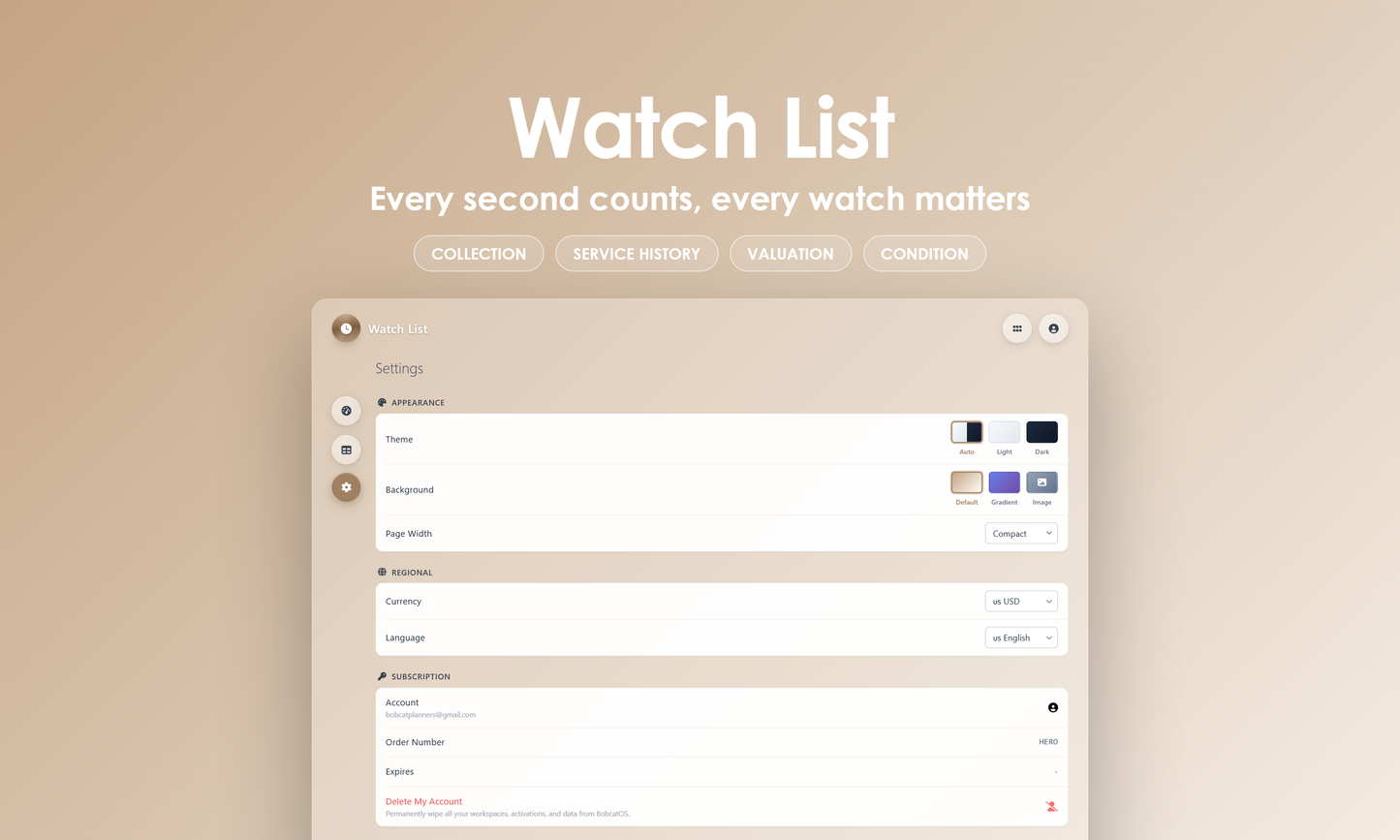 Watch List - Settings