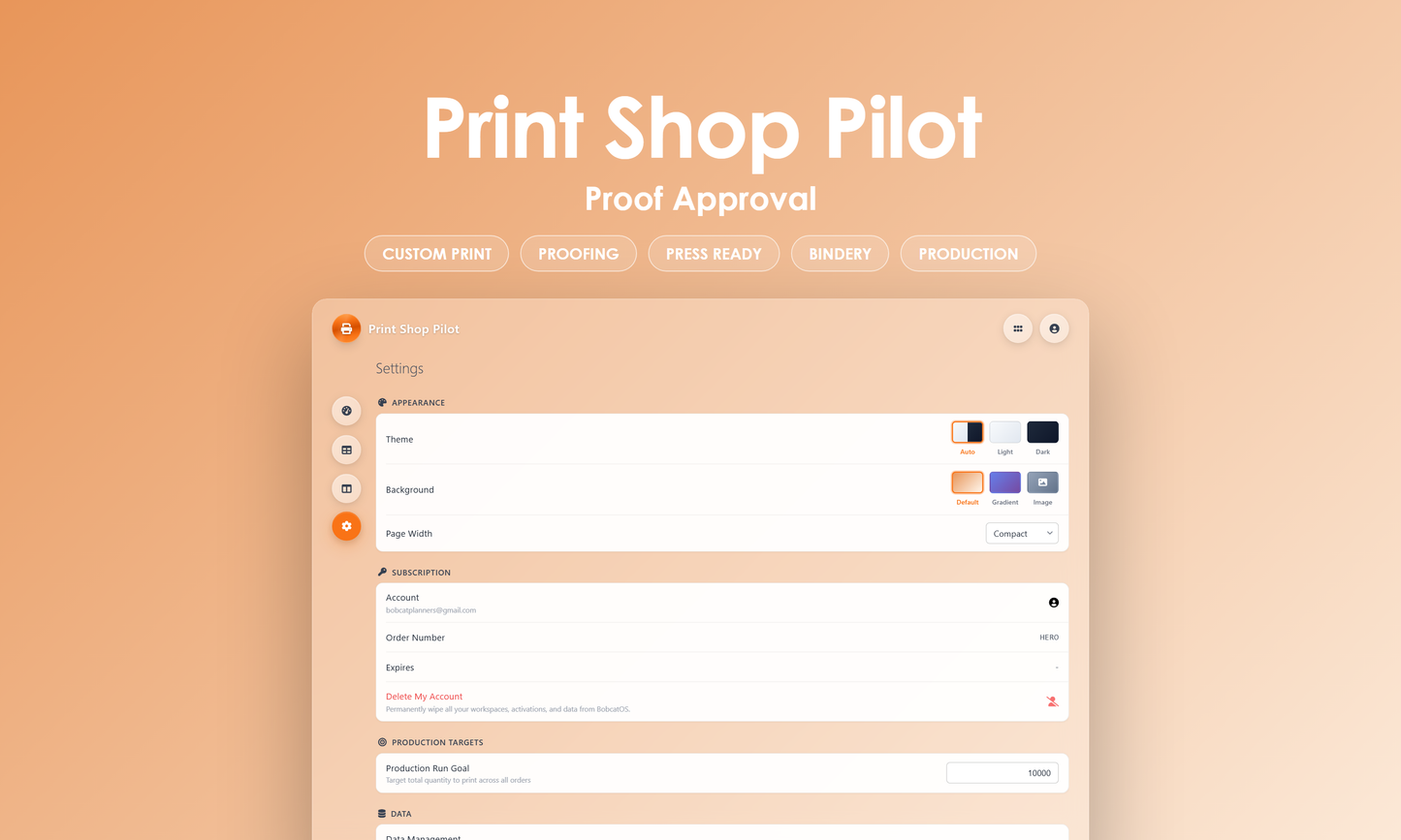 Print Shop Pilot - Settings