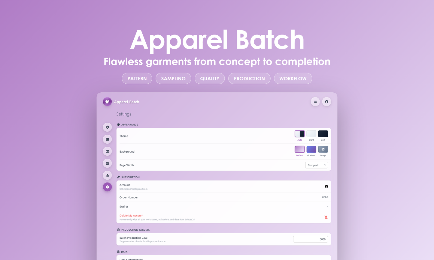 Apparel Batch - Settings