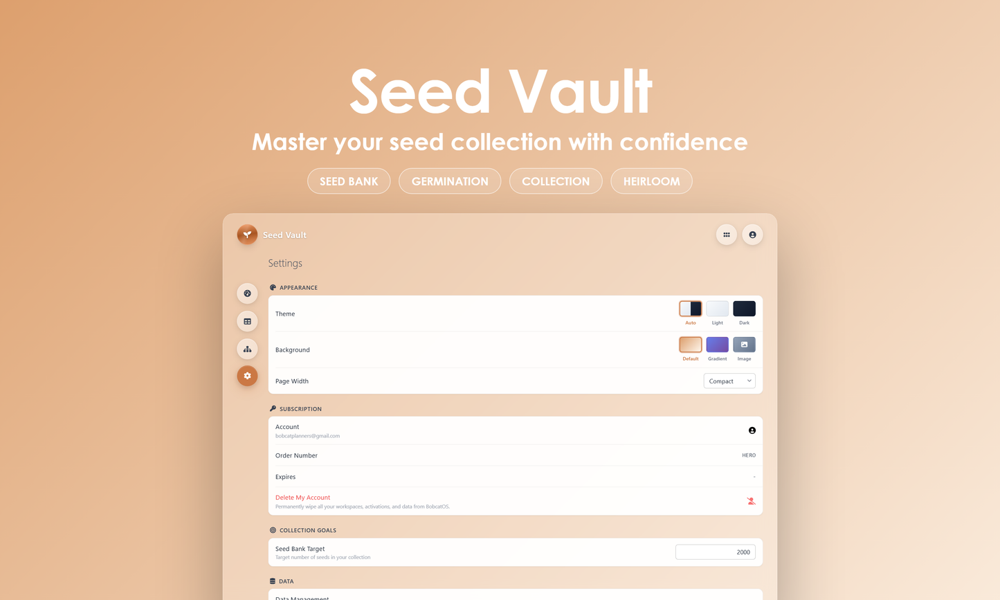 Seed Vault - Settings