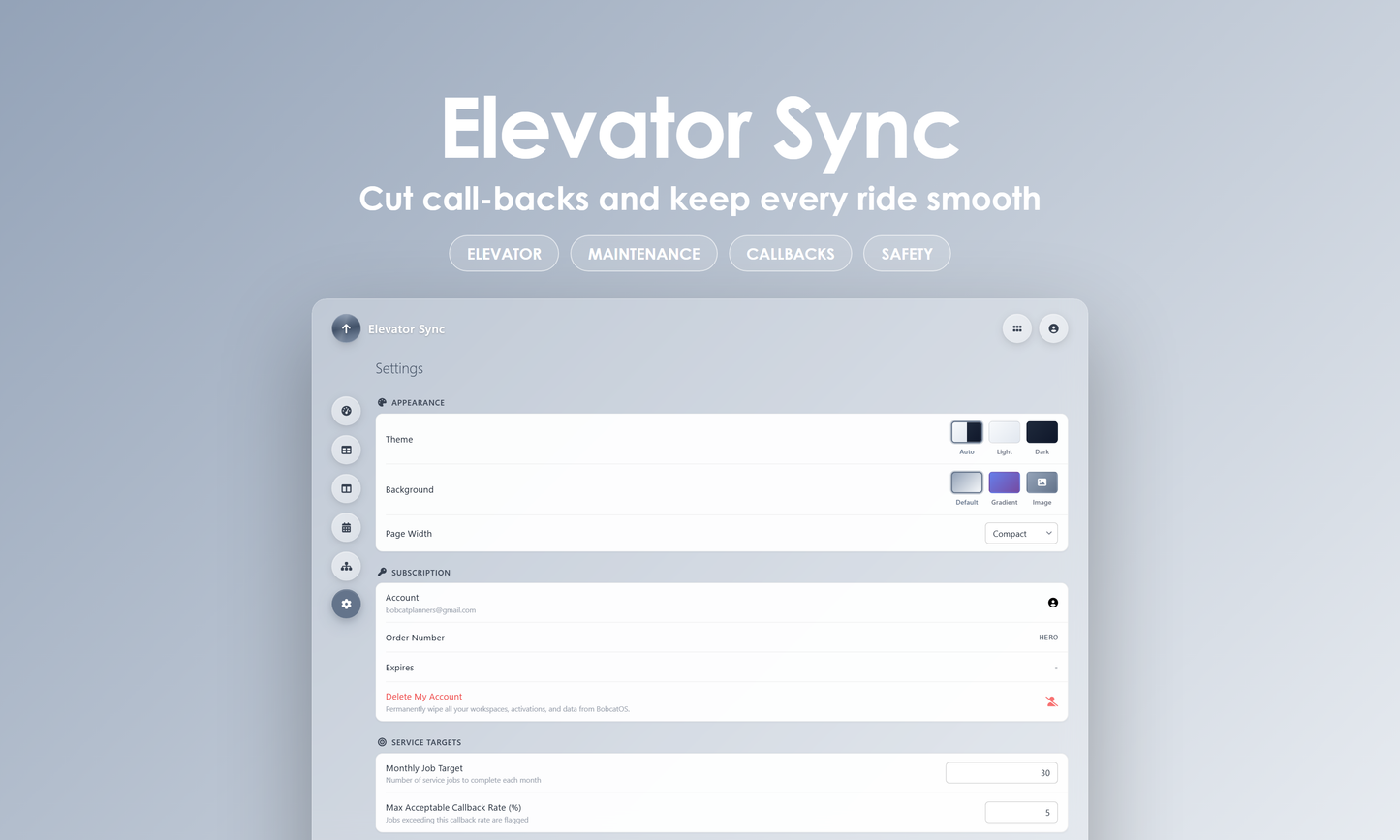 Elevator Sync - Settings