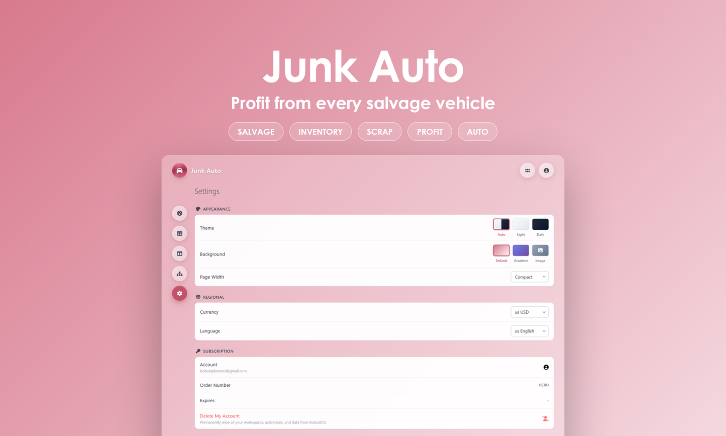Junk Auto - Settings