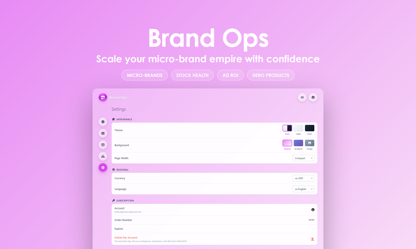 Brand Ops - Settings
