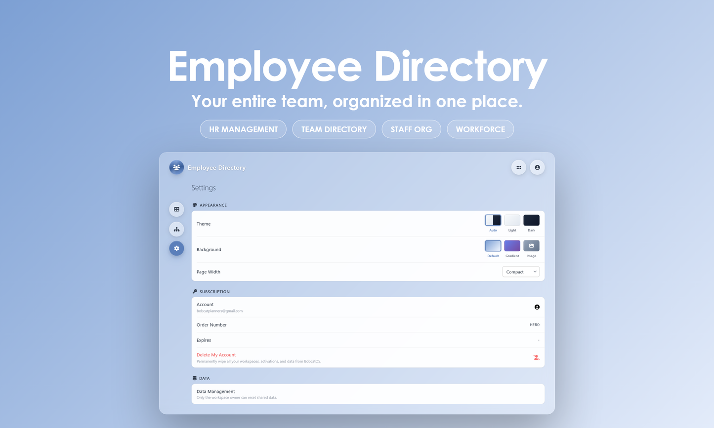 Employee Directory - settings