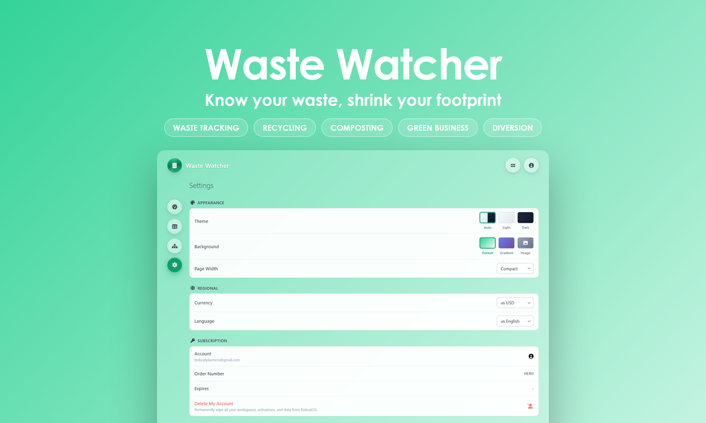 Waste Watcher - Settings