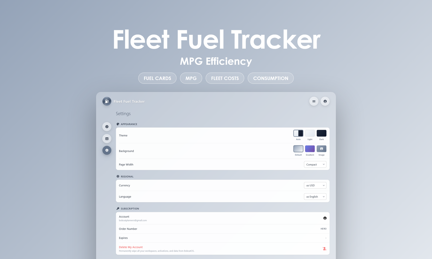 Fleet Fuel Tracker - Settings