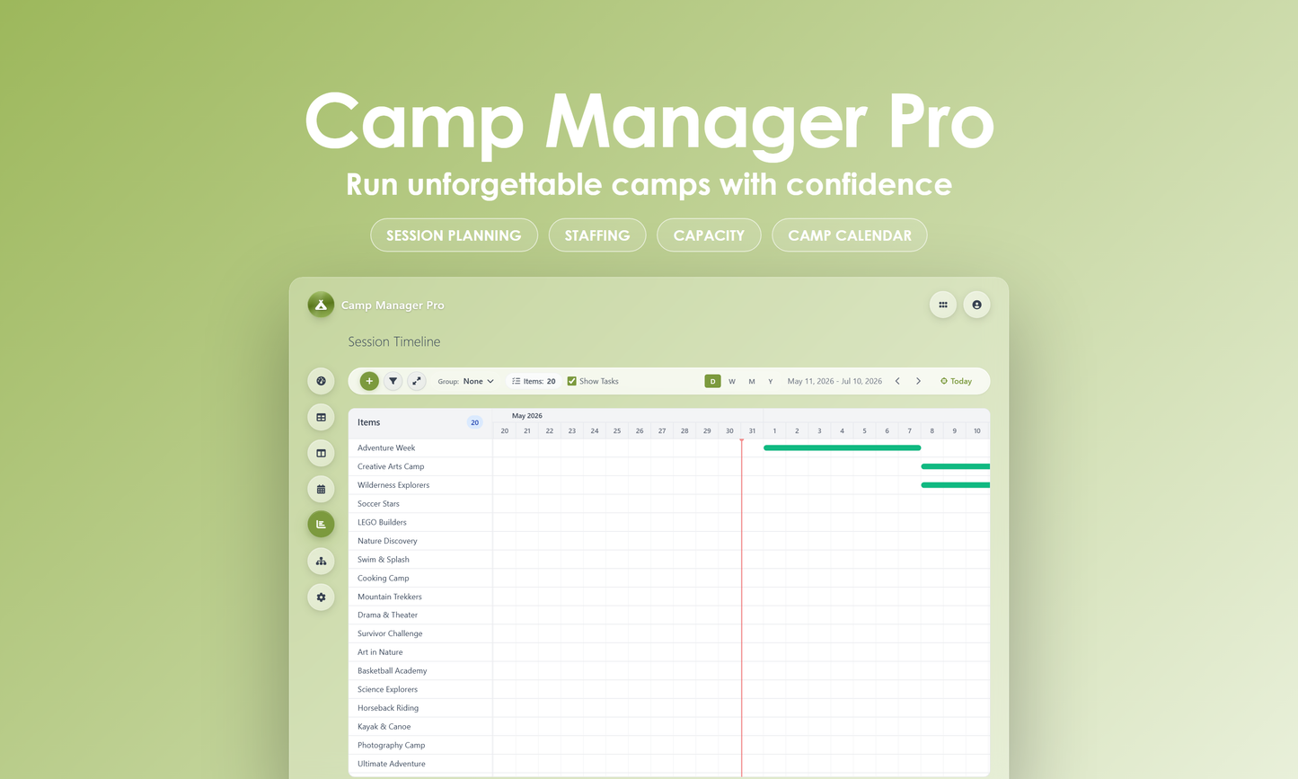 Camp Manager Pro - Timeline