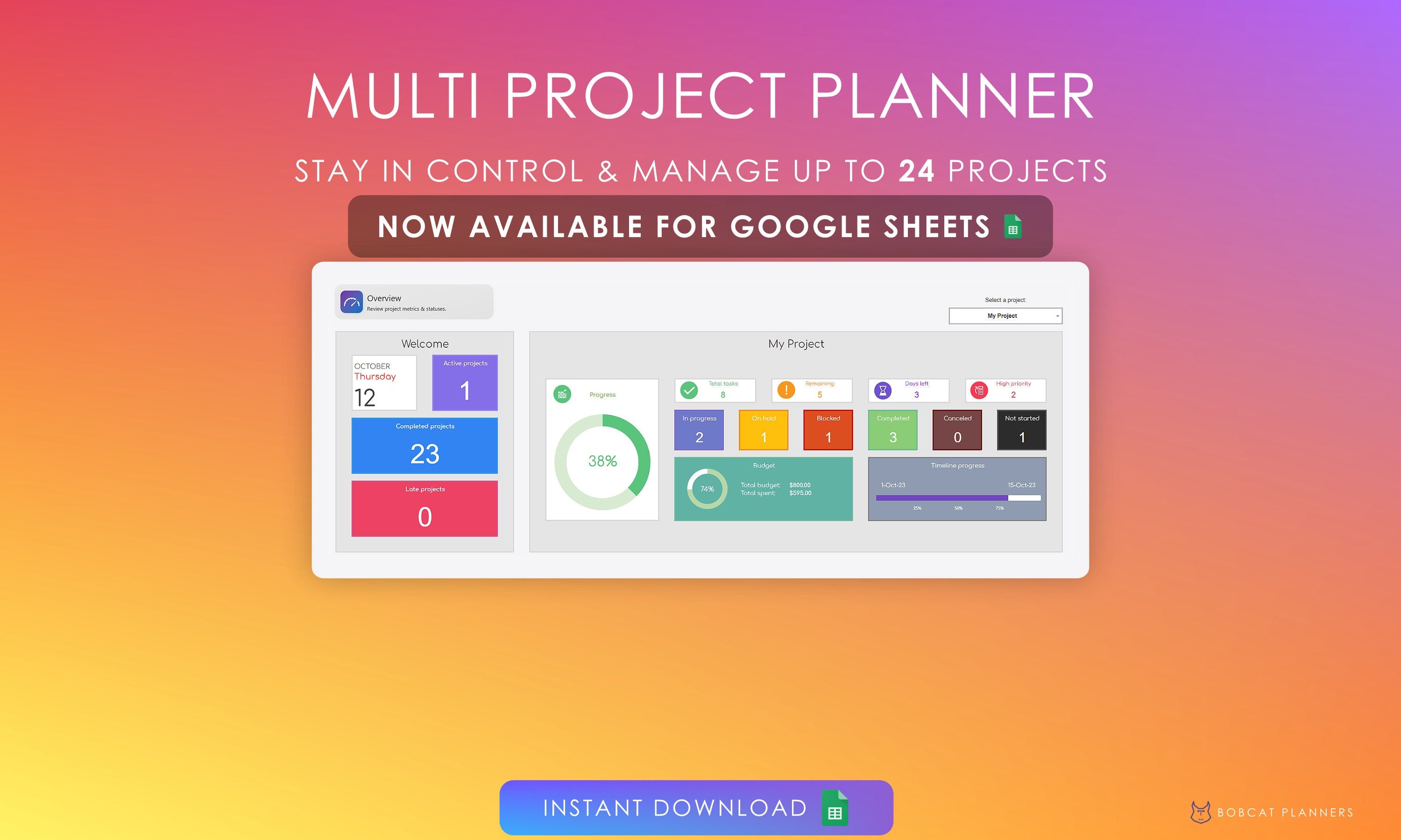 Multi Project Planner for Google Sheets – Bobcat Planners