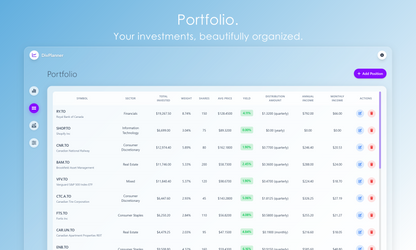 DivPlanner - Your dividend portfolio planner
