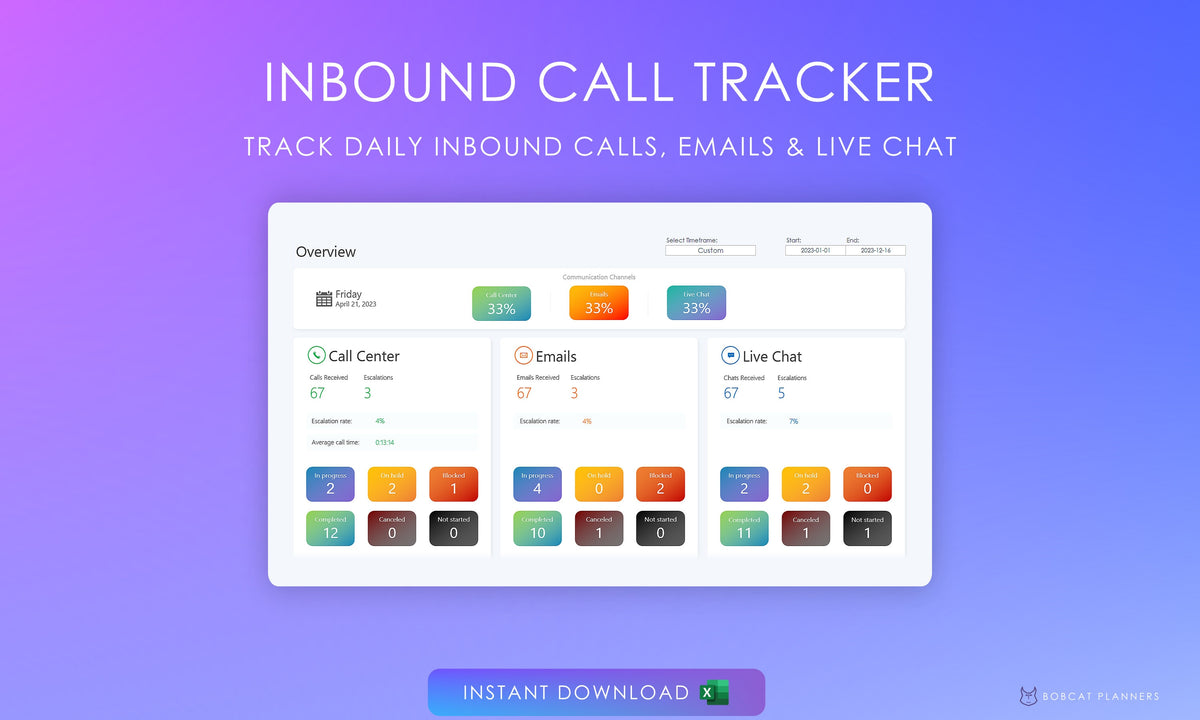 Inbound Call Tracker – Bobcat Planners