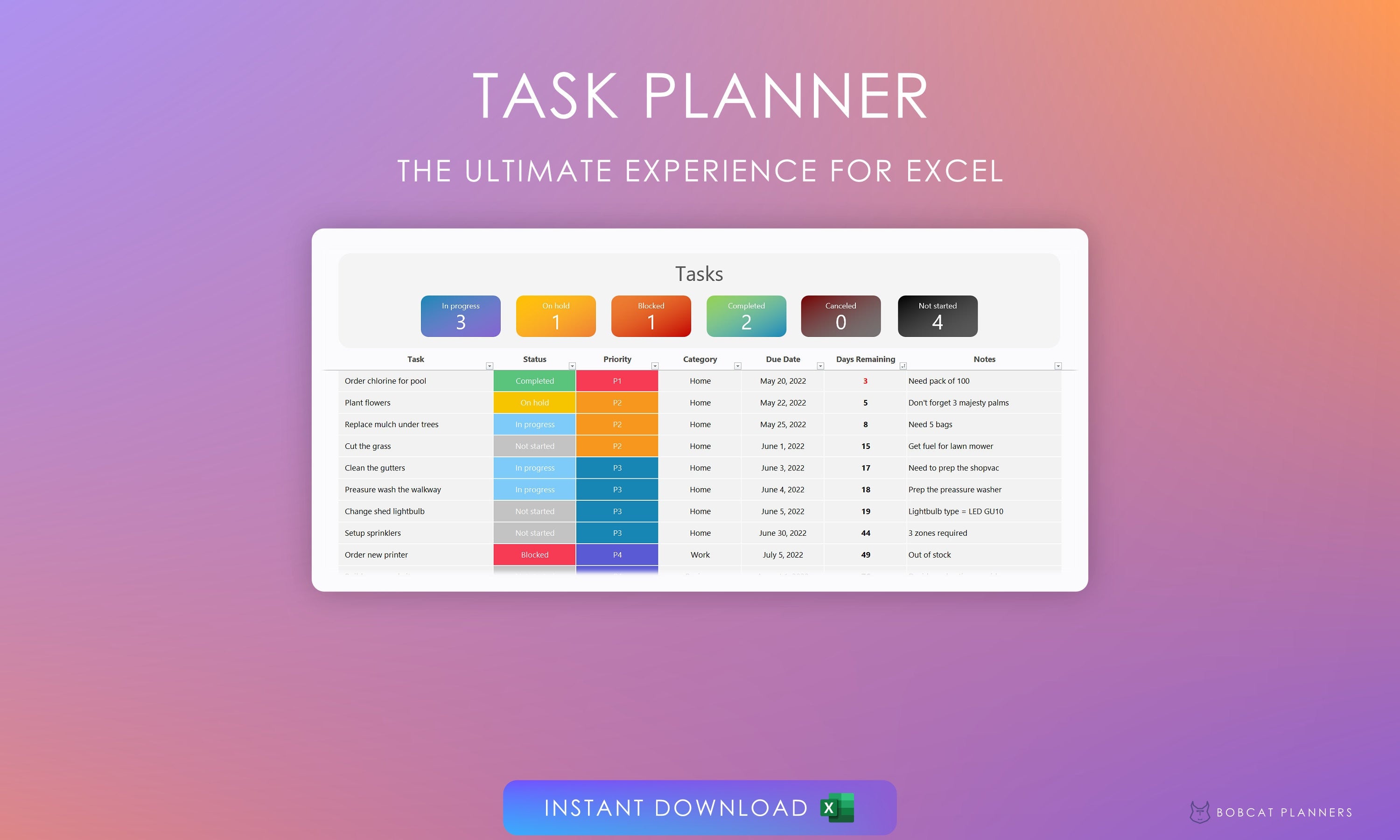 Task Planner – Bobcat Planners