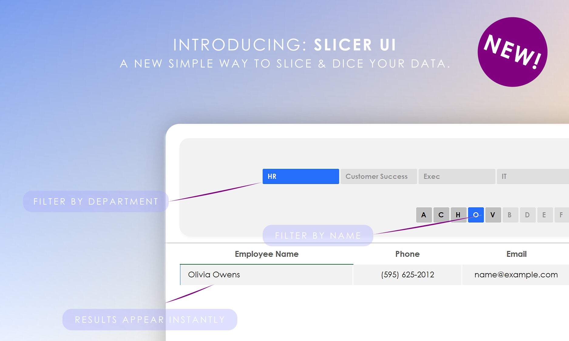 Employee Directory: Introducing Slicer UI - A New Simple Way to Slice & Dice Your Data