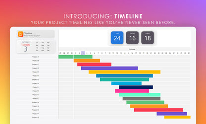 Digital Project Management Timeline: Gantt Chart View for Tracking Multiple Project Durations and Overlap