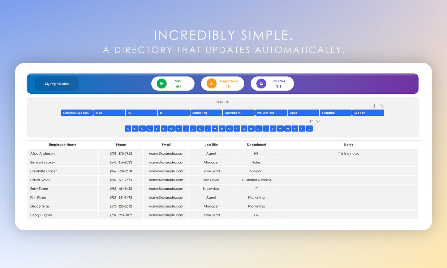 Employee Directory: Incredibly Simple - A Directory That Updates Automatically