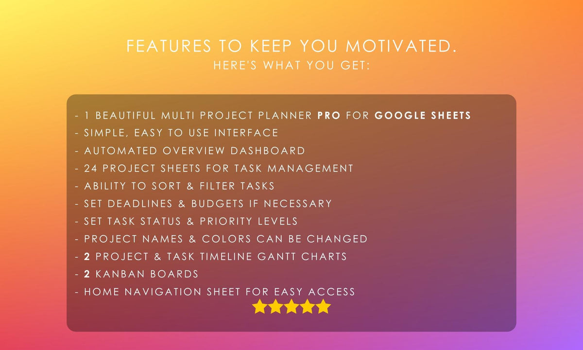 Multi Project Planner Pro for Google Sheets – Bobcat Planners