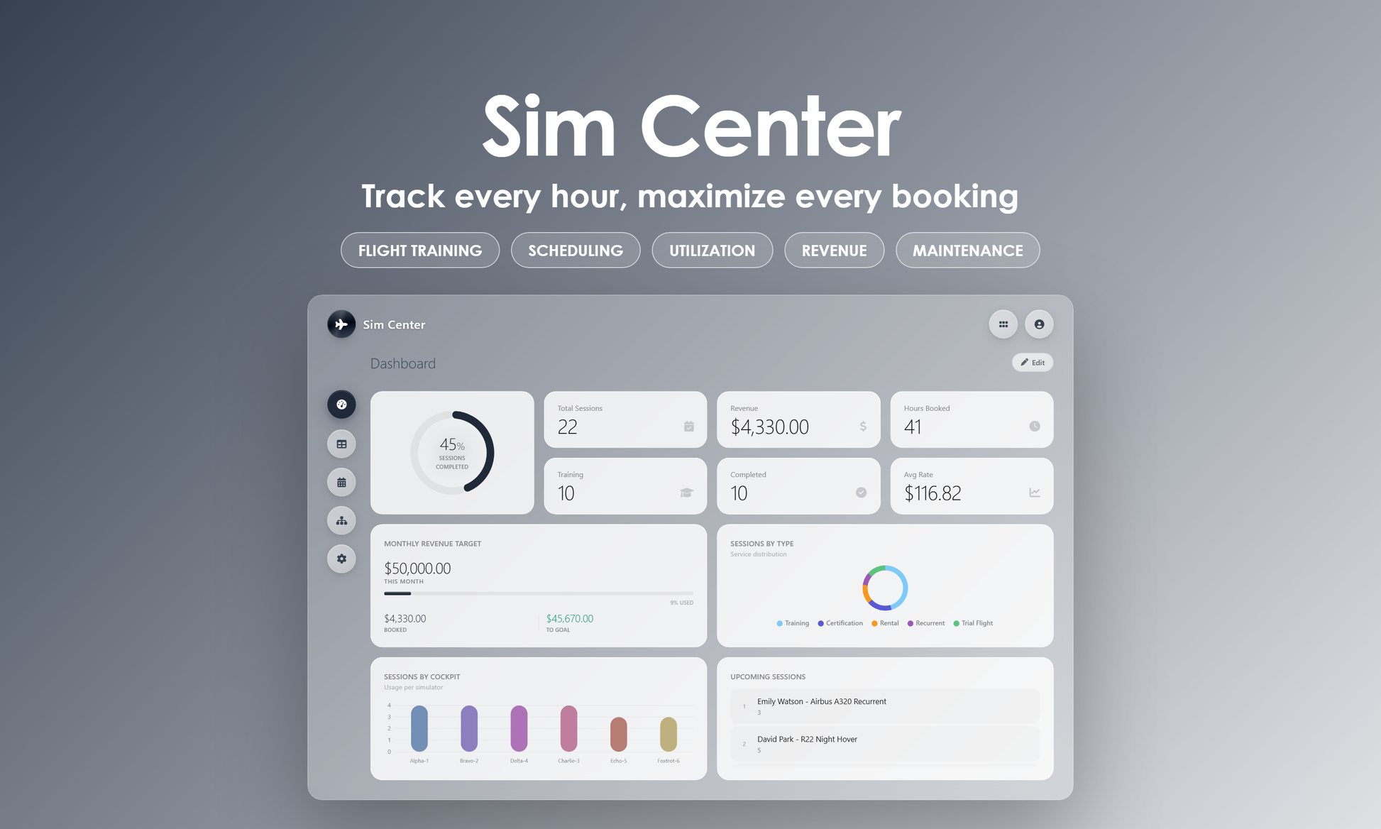 Sim Center - Dashboard