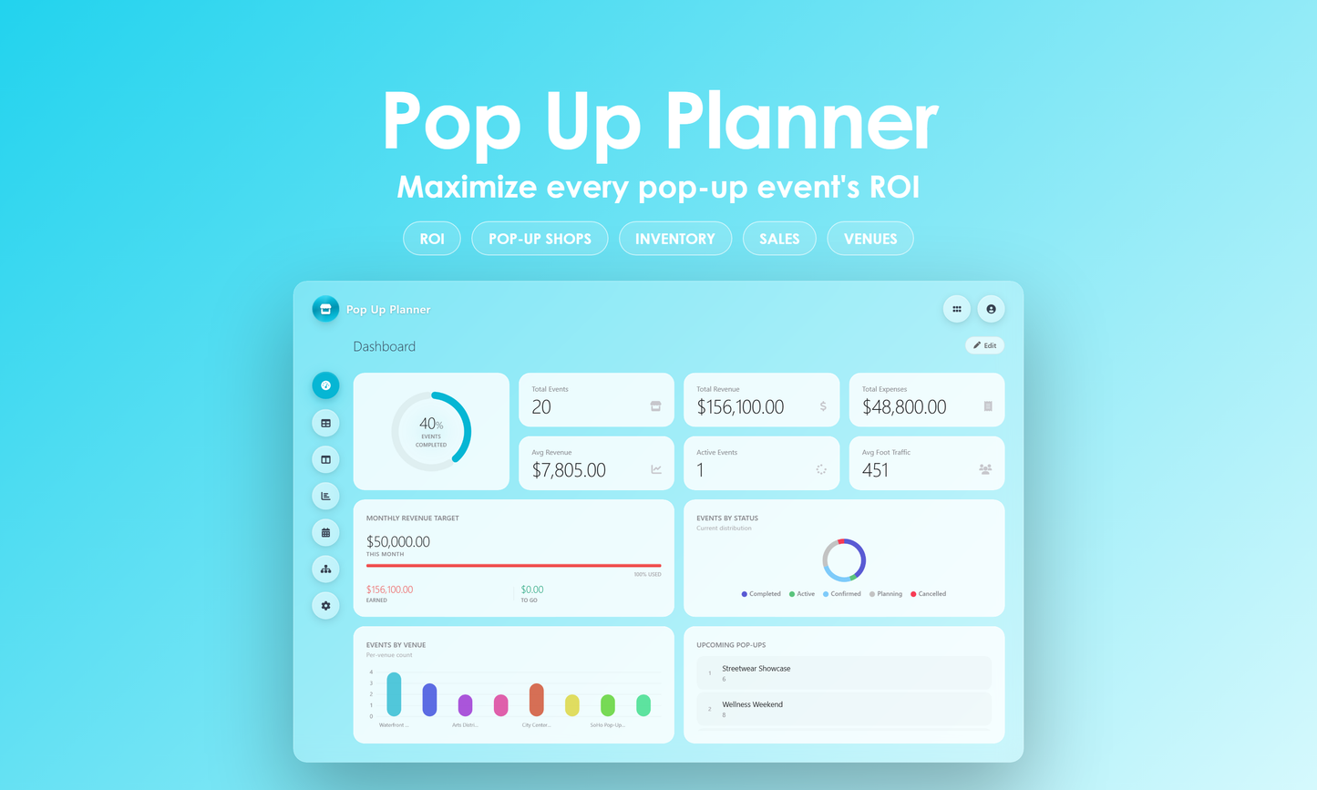 Pop Up Planner - Dashboard
