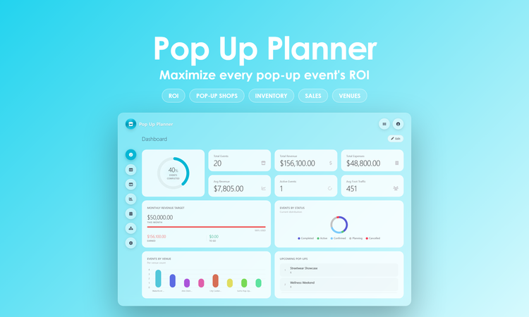 Pop Up Planner - Dashboard