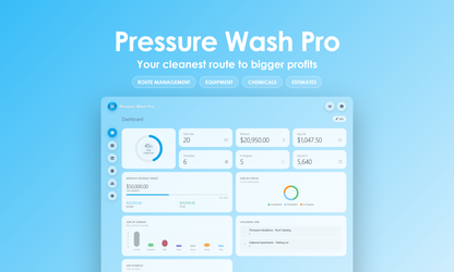 Pressure Wash Pro - Dashboard