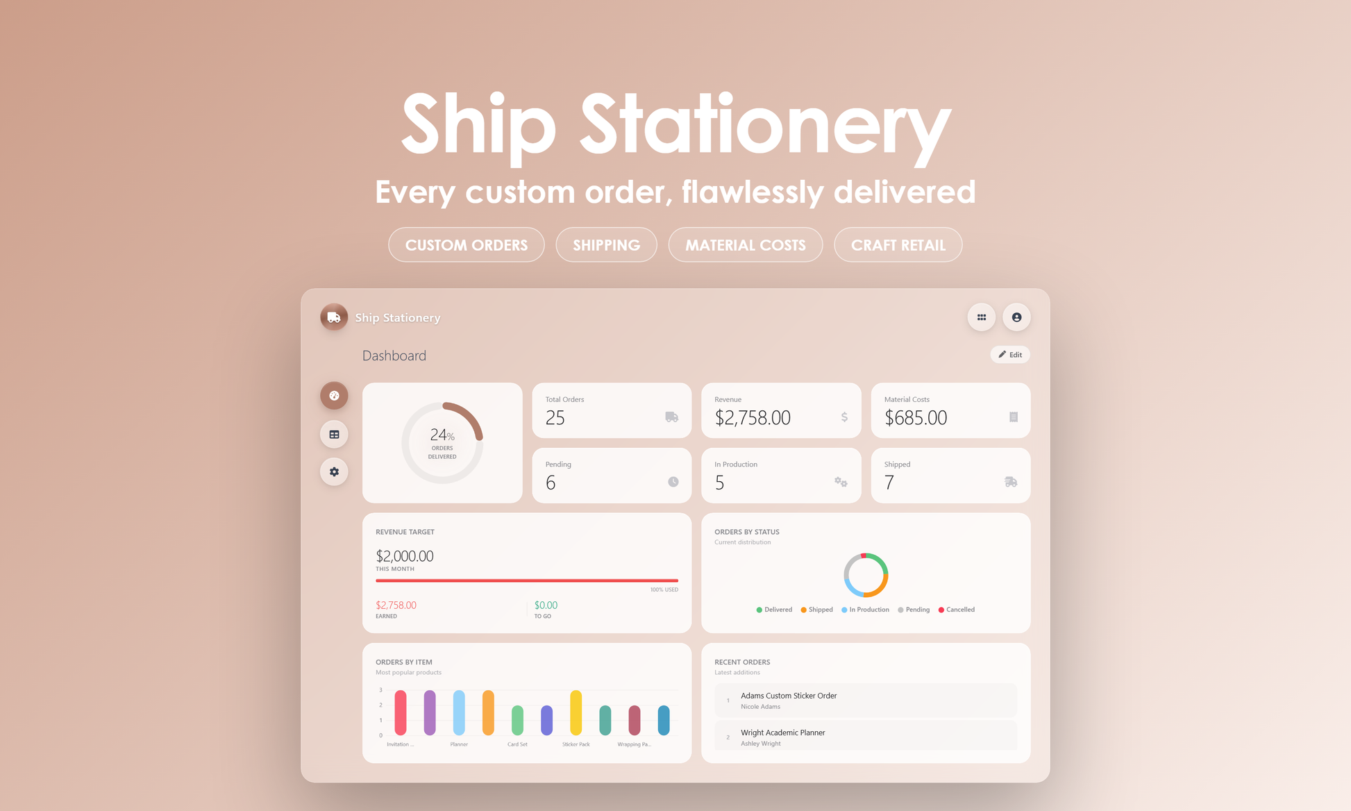 Ship Stationery - Dashboard