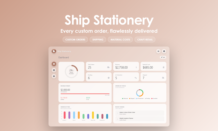 Ship Stationery - Dashboard