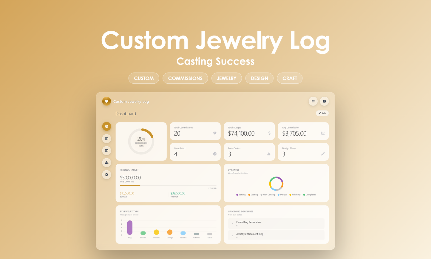 Custom Jewelry Log - Dashboard