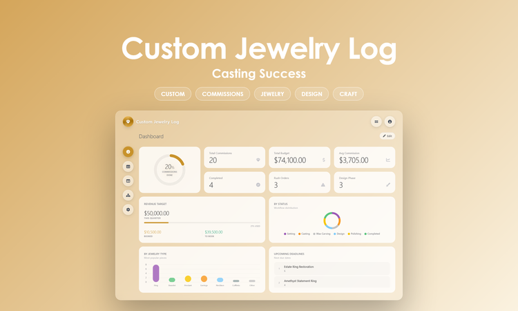 Custom Jewelry Log - Dashboard