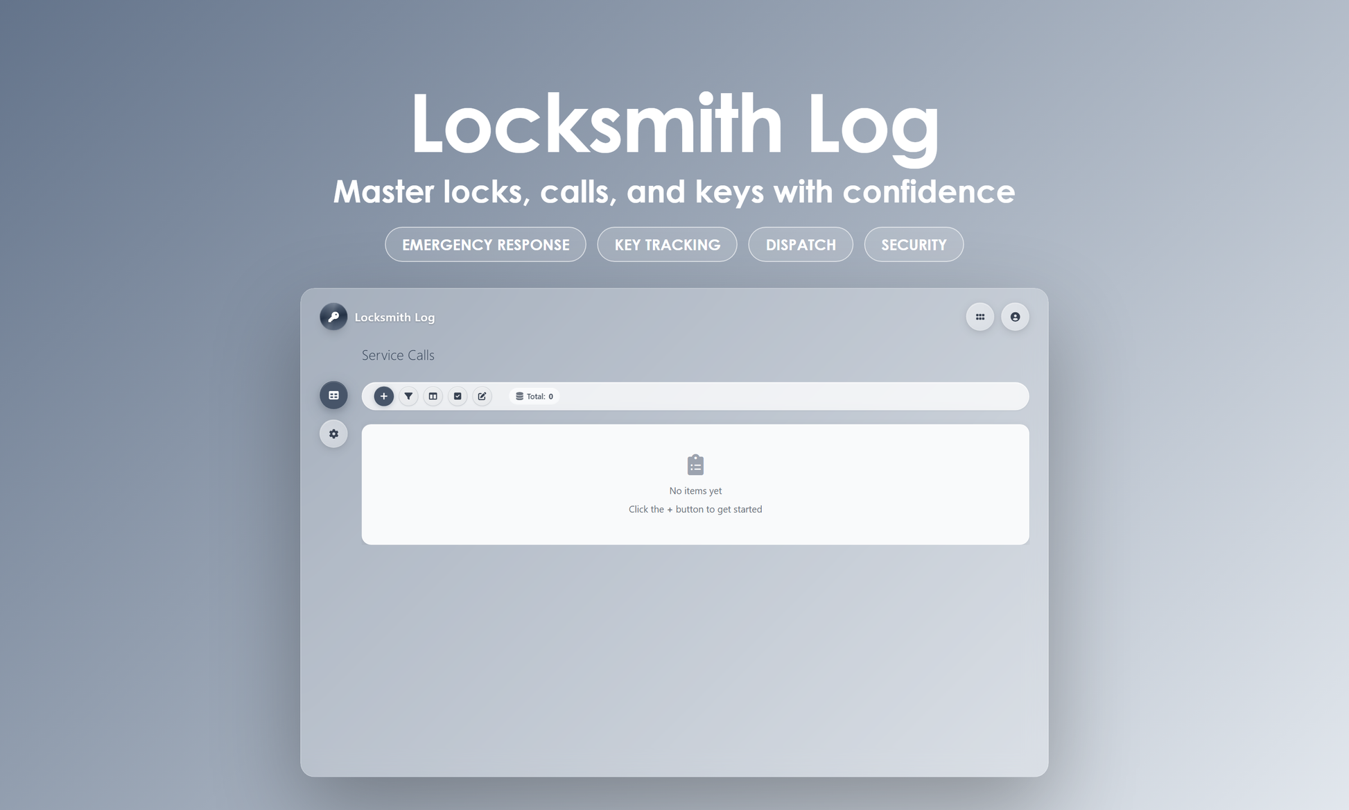 Locksmith Log - Dashboard