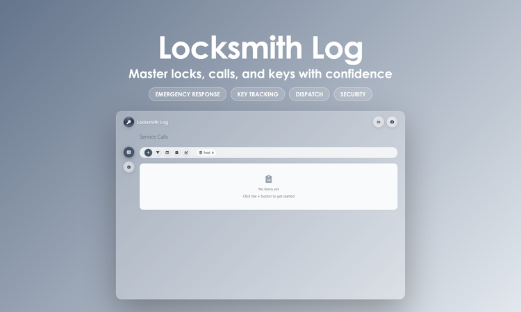 Locksmith Log - Dashboard