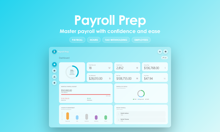 Payroll Prep - Dashboard