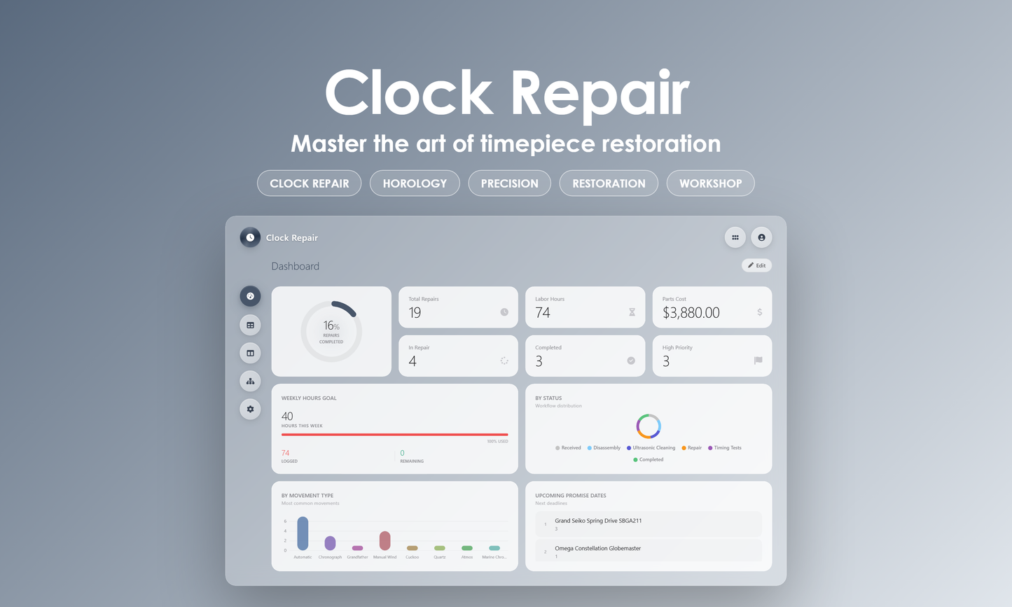 Clock Repair - Dashboard