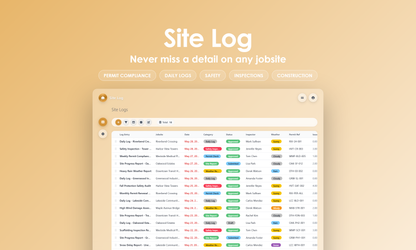 Site Log - Dashboard