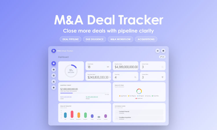M&A Deal Tracker - Dashboard