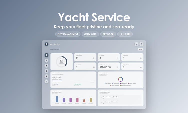 Yacht Service - Dashboard