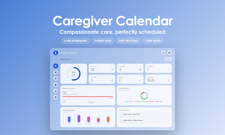 Caregiver Calendar - Dashboard