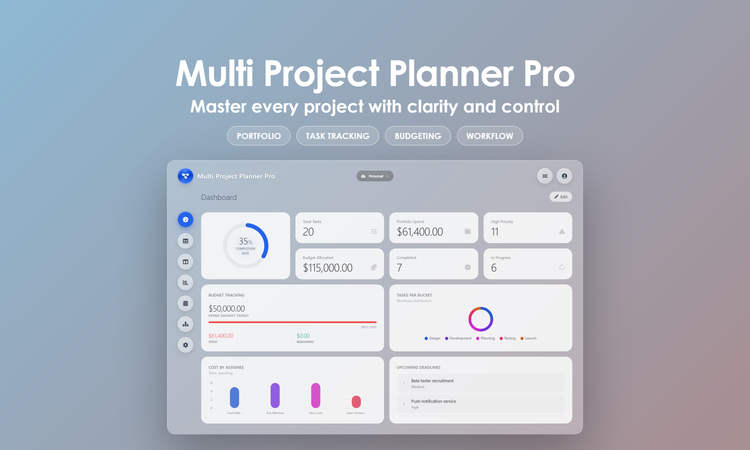 Multi Project Planner Pro - Dashboard