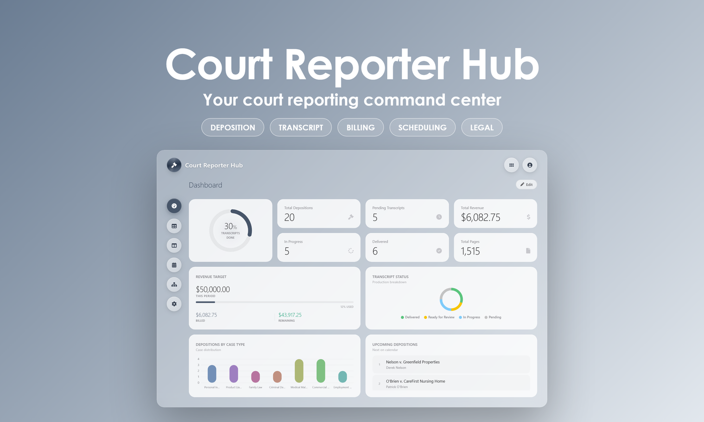 Court Reporter Hub - Dashboard