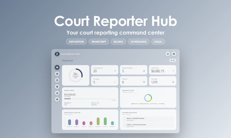 Court Reporter Hub - Dashboard