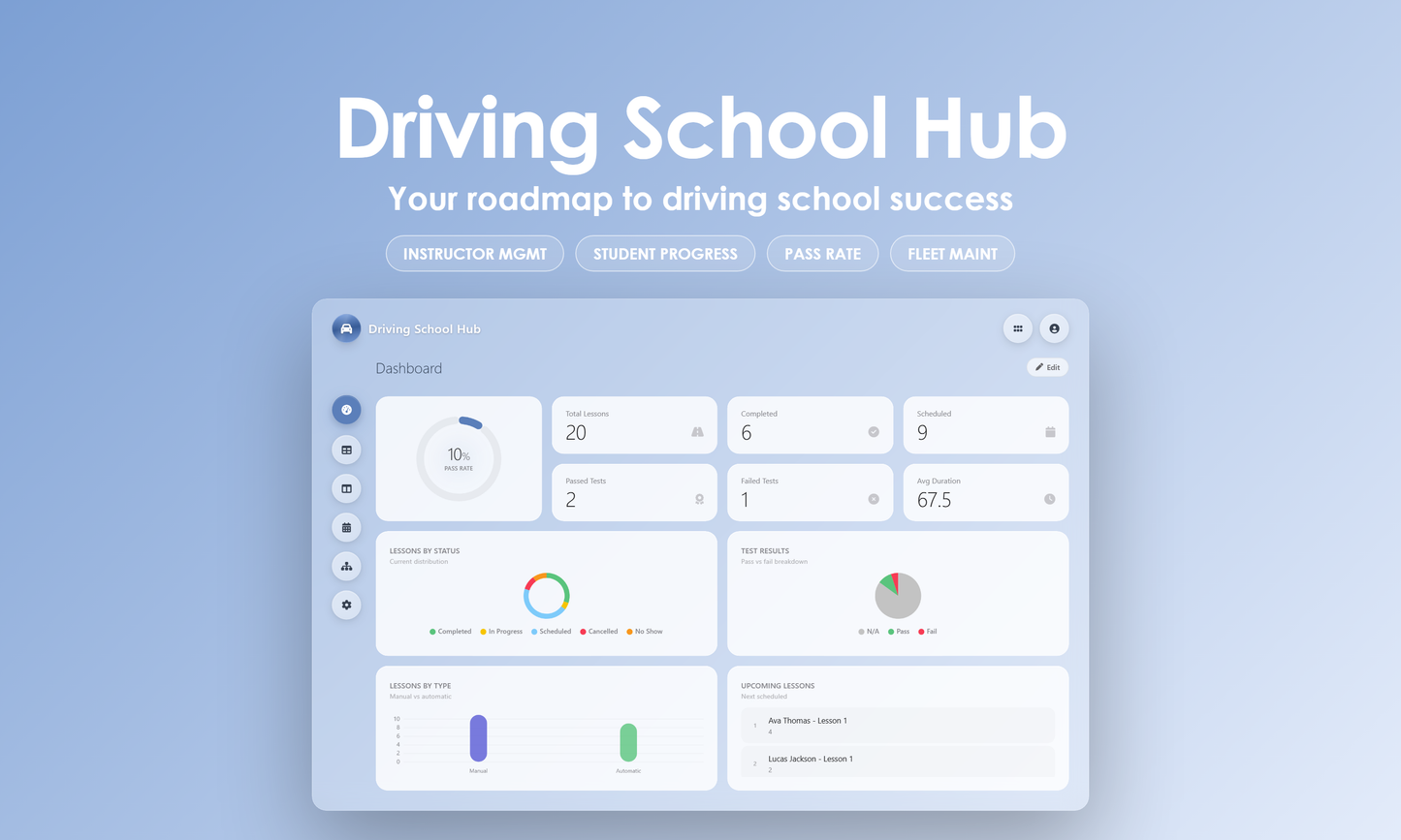 Driving School Hub - Dashboard