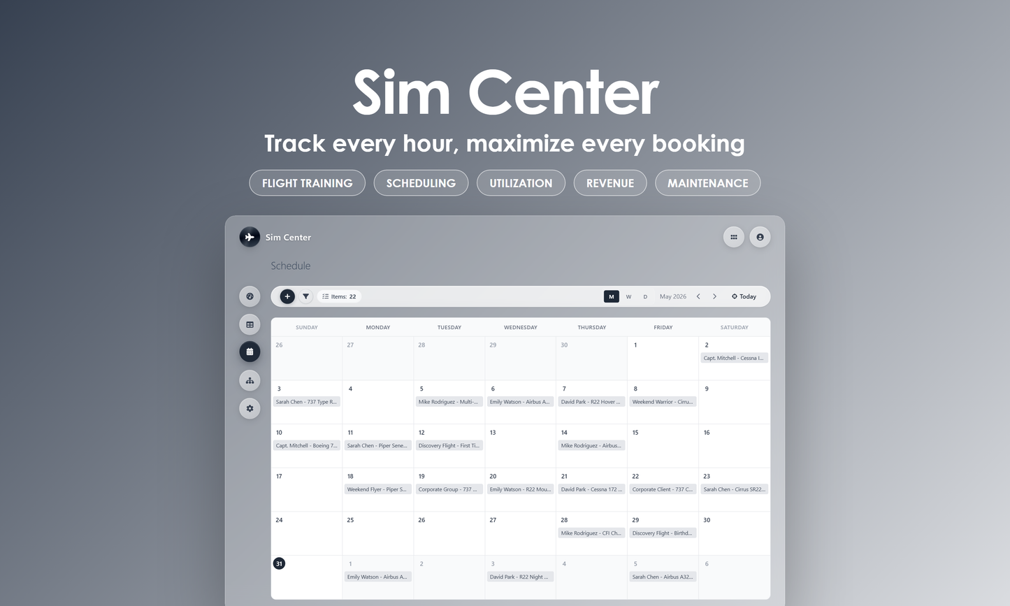 Sim Center - Calendar