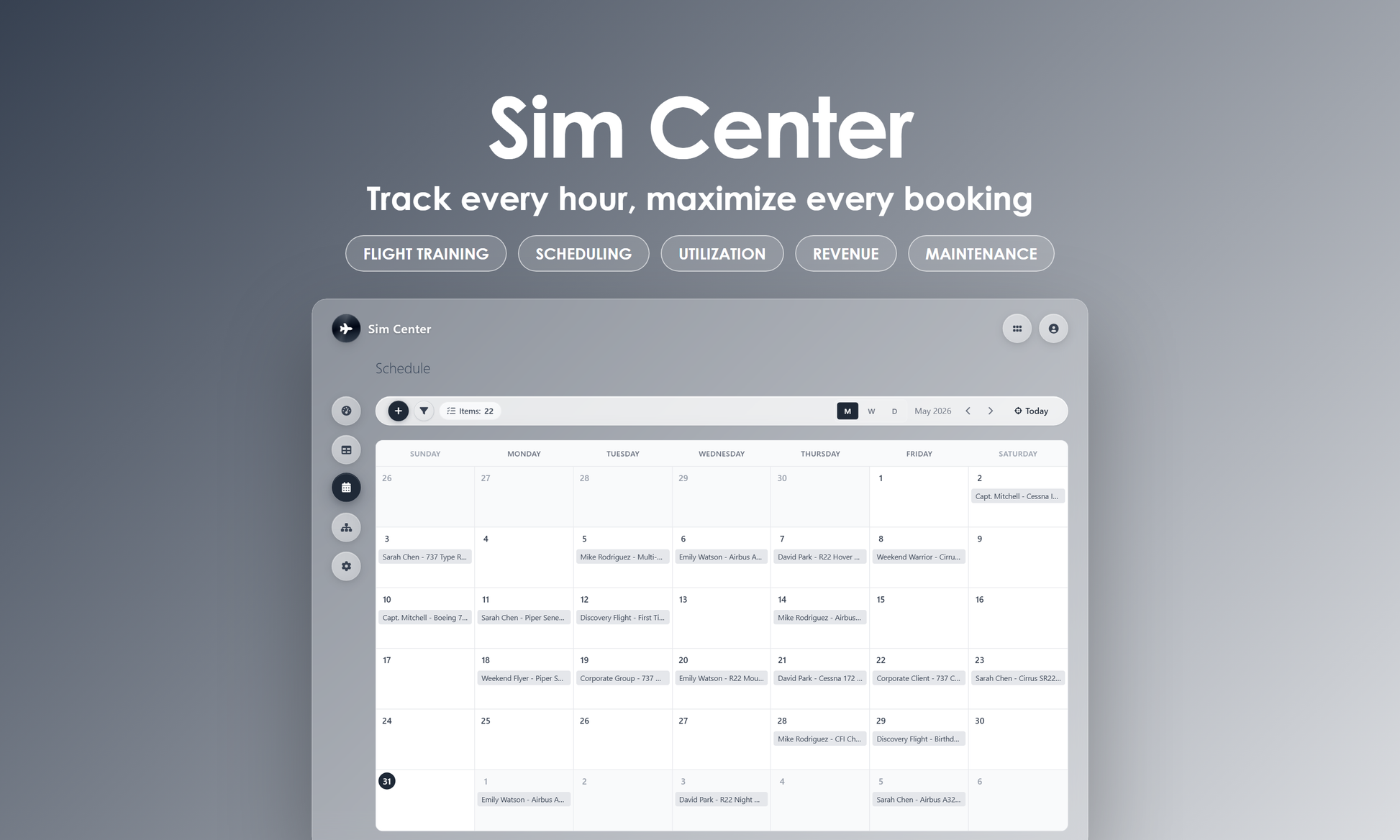 Sim Center - Calendar