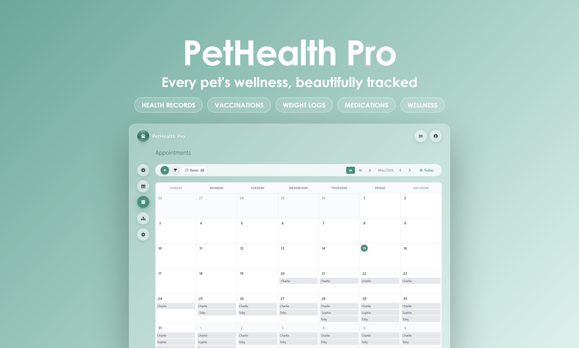 PetHealth Pro - Calendar