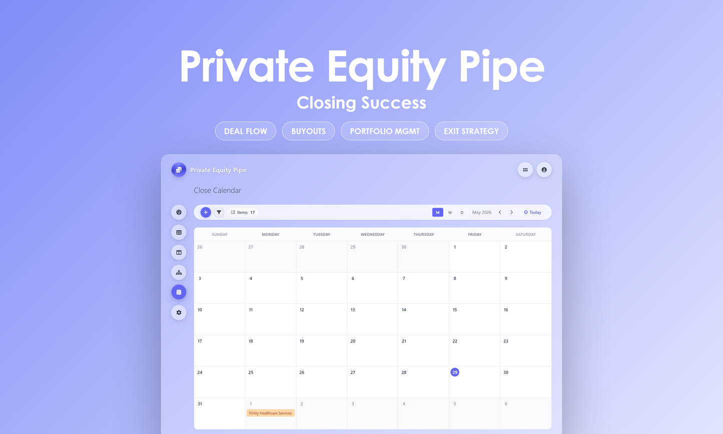 Private Equity Pipe - Calendar