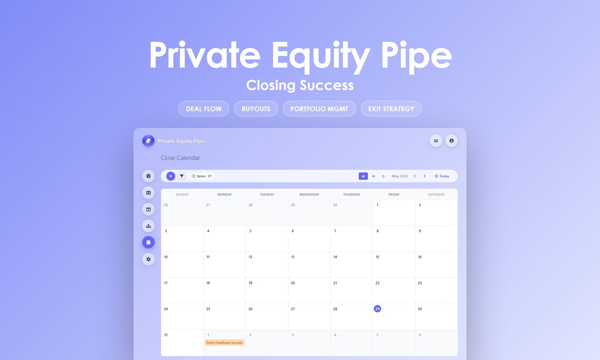 Private Equity Pipe - Calendar