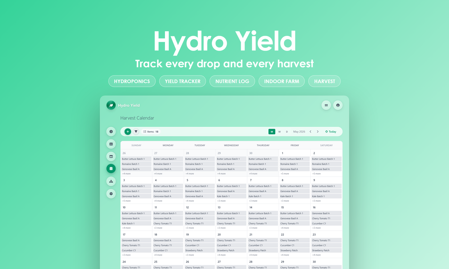 Hydro Yield - Calendar