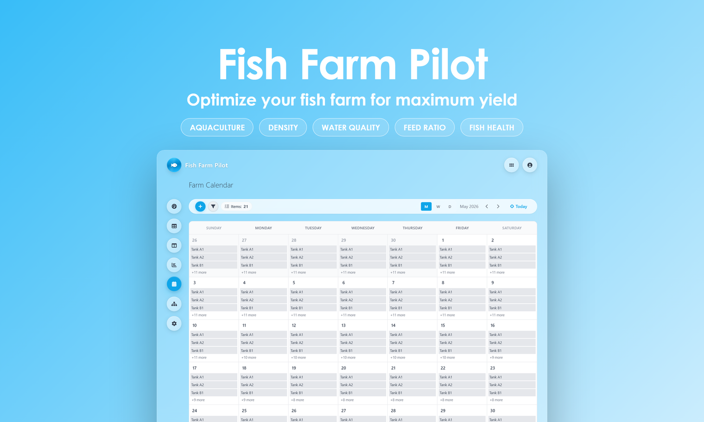 Fish Farm Pilot - Calendar