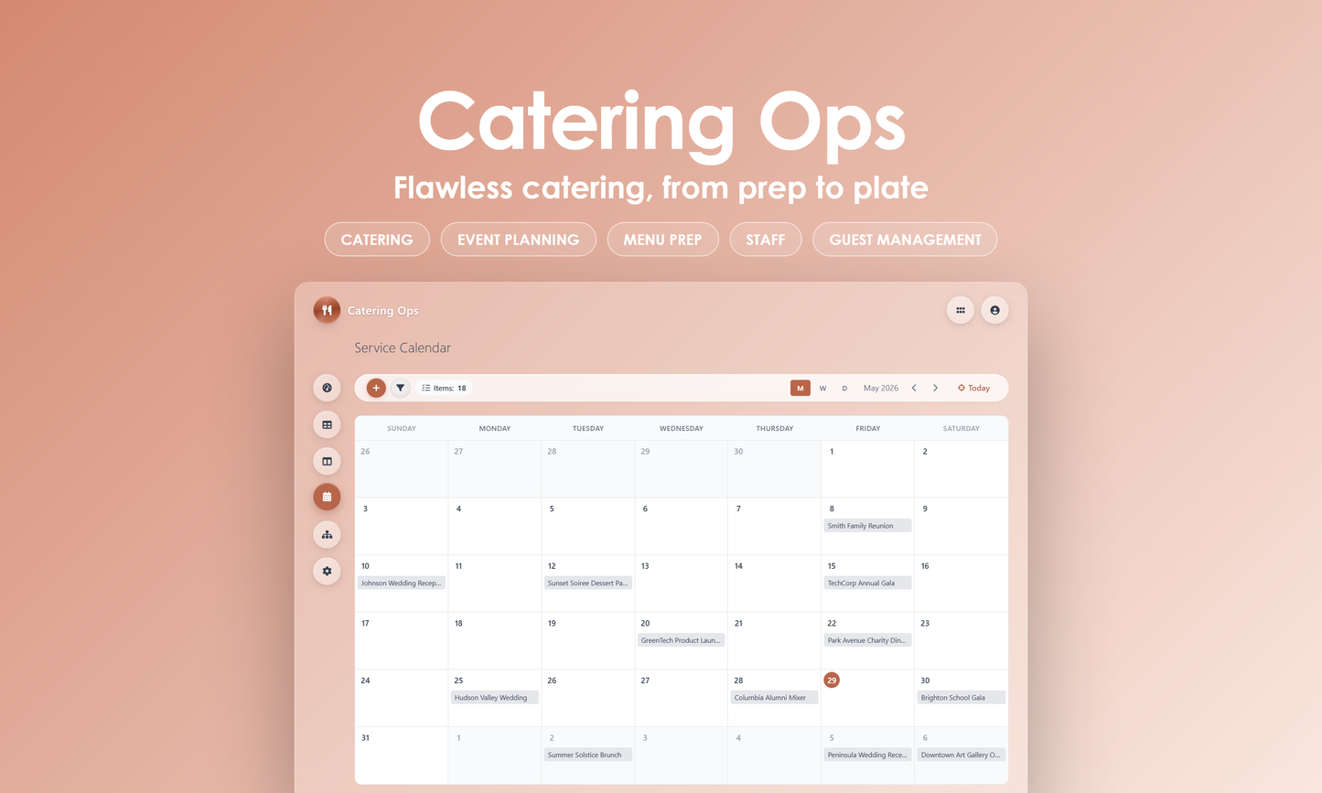 Catering Ops - Calendar