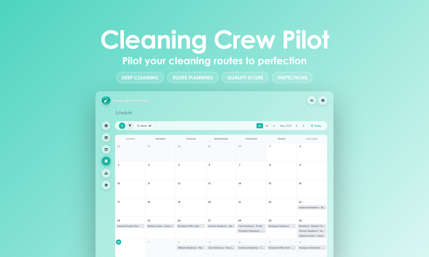 Cleaning Crew Pilot - Calendar
