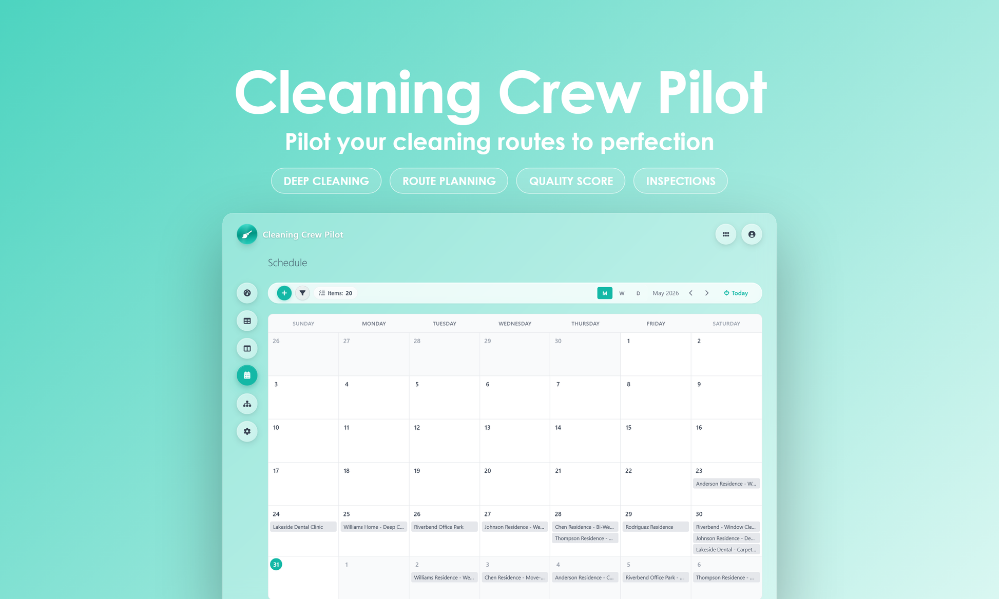 Cleaning Crew Pilot - Calendar